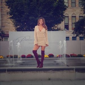 Free People Love Mini Crochet Dress XS NWT Beige